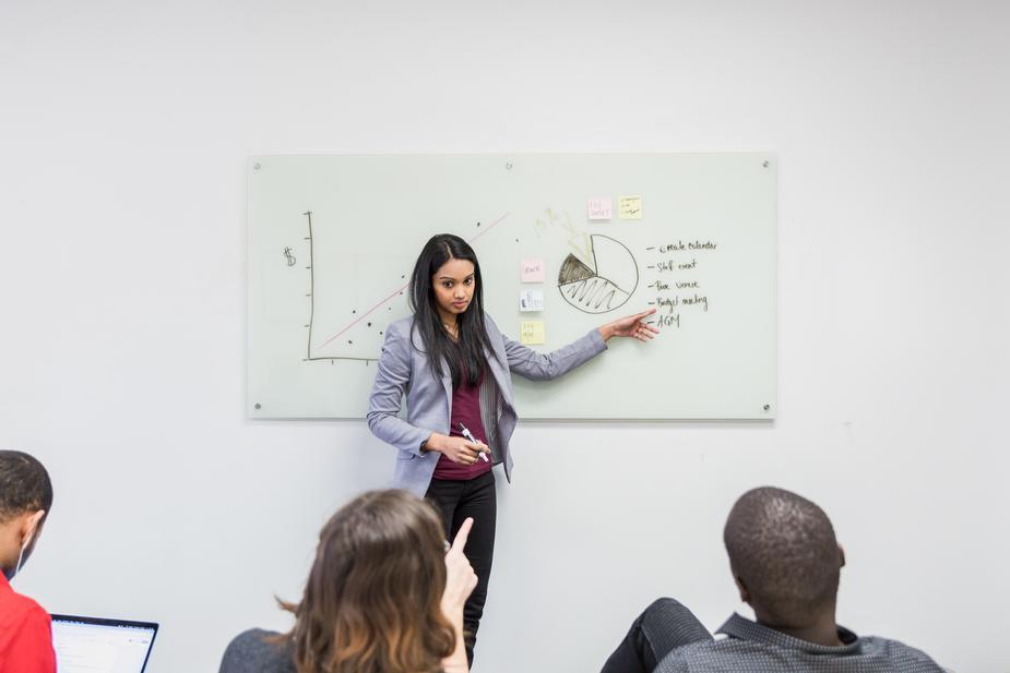 Woman presenting analytics